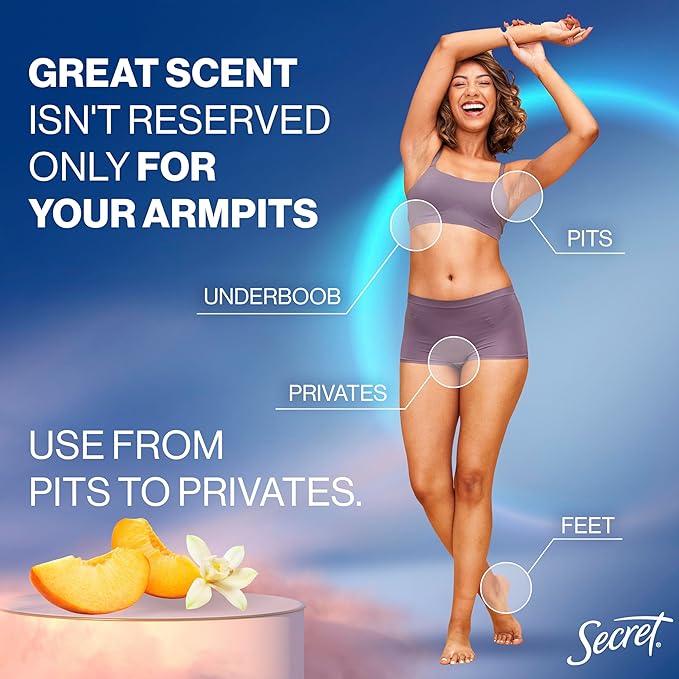 Secret Whole Body Deodorant Cream for Women, Peach & Vanilla Blossom Scent, Aluminum Free Deodorant, 72 HR Odor Protection, 3.0 oz