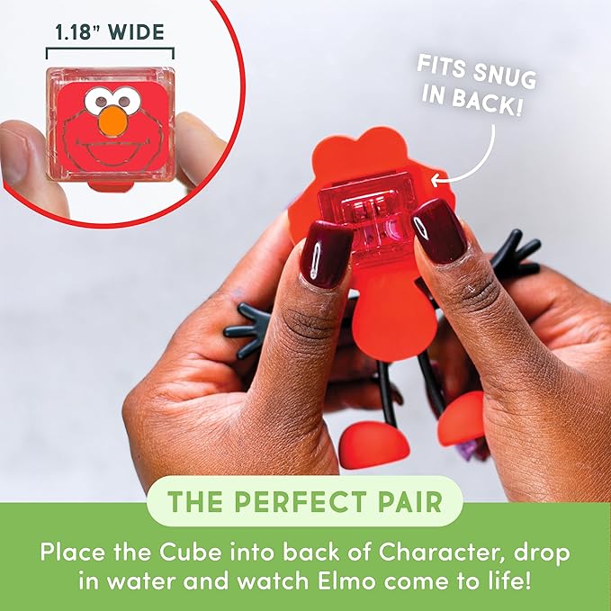 Glo Pals x Sesame Street Water-Activated Light-Up Cubes for Sensory Play (Elmo - Cubes with Character)