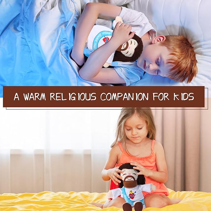 Jesus Plush Doll, Stuffed Jesus Plushie with Jesus Loves Me, Christian Easter Gifts for Kids - 10 Inch Religious Christian Toy Easter & Christening Birthday Gift for Boys and Girls