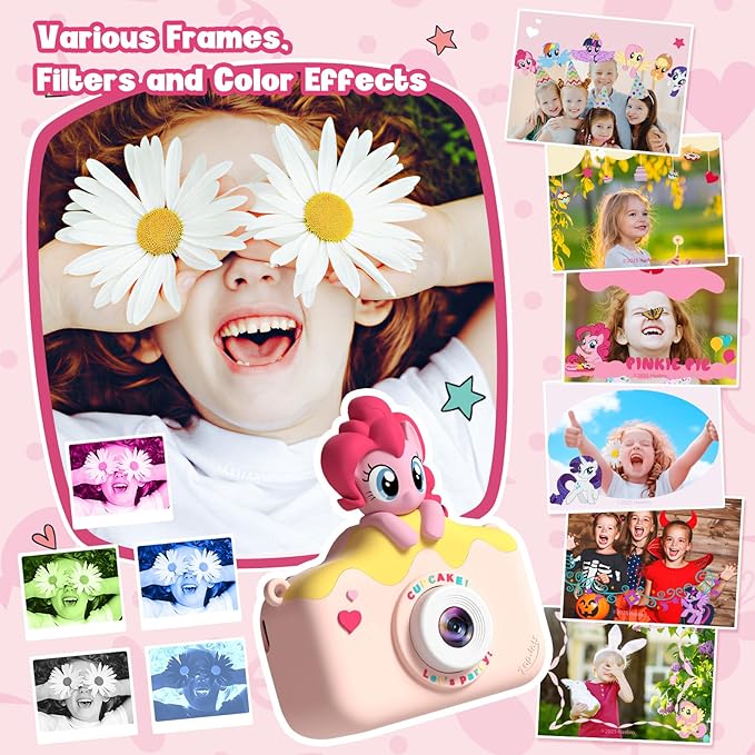 My Little Pony Kids Camera Toys for 3-12 Years Old Children, Hasbro Kids Digital Camera for Girls Boys,48MP Dual Lens HD 1080P IPS Screen Digital Toy Camera for Toddlers Christmas Birthday Gifts