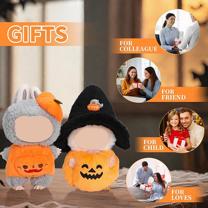 Clothes for Labubu Doll,6.7 Inch Doll Clothing Set - 2 Pieces of Handmade Clothes and Accessories for 17cm Plush Toys - Pumpkin Halloween Set