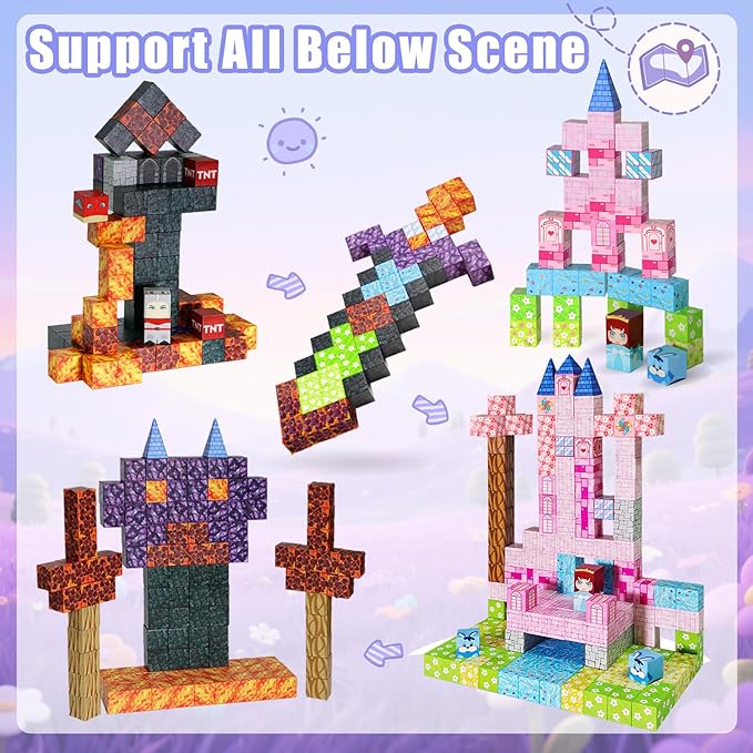 Magnetic Blocks, 150PCS Magnetic Building Blocks, STEM Constructions Magnet Blocks for Boys Girls Age 3 4 5 6 7 8 9 10, Sensory Stacking Toy Christmas Birthday Gifts for Kids