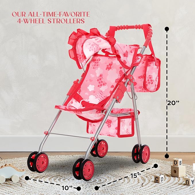 Dolls To Play Baby Doll Stroller Bed and Seat Nursery Playset, Accessories Furniture Set High Chair Diaper Bag Role Play Deluxe Set