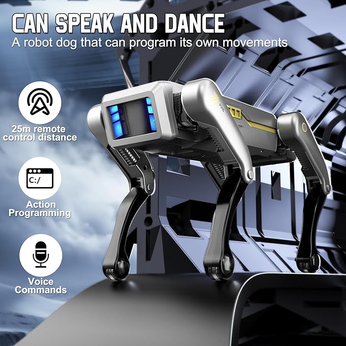 EVADA Smart Robot Dog Robotic Puppy Dog, APP/Handle Remote Control with 20+ Actions Programming Interactive Voice Commands, Durable ABS Design USB Rechargeable Companion Gift for Kids Adults