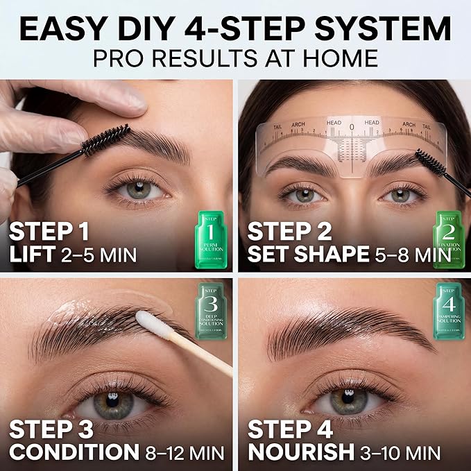 Brow Lamination Kit – 5 Applications DIY At Home, Professional Eyebrow Lamination Kit with 5 Step System, Eyebrow Lift Kit, Long Lasting Brow Perm Kit, Brow Shaping & Mapping Set for Women