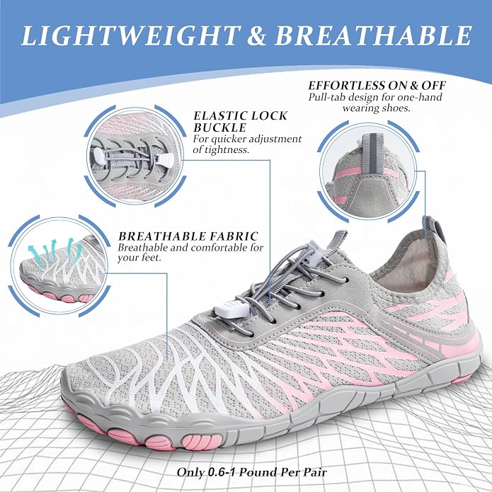 Barefoot Shoes for Women & Men, Grounded Walking Hiking Barefoot Shoes, Wide Toe Box Non-Slip Water Athletic Footwear, Comfortable Vitality Barefoot Footwear, Trail Running Sneakers Unisex
