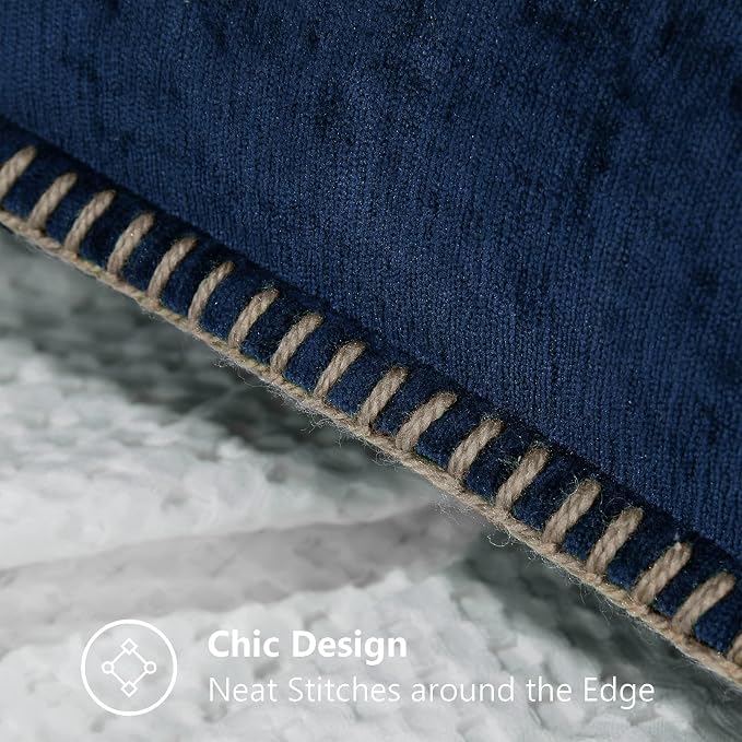 decorUhome Soft Chenille Throw Pillow Covers 22x22 Set of 2 Poseidon | Fall Textured Decorative Throw Pillow Cases Stitched Edge Modern Farmhouse Luxury Boho Velvet for Couch Sofa Bed Home Decor