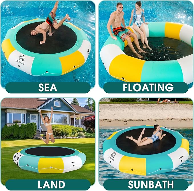 COOLWAVE Water Trampoline for Lake, Floating Trampoline for Lake Pool Ocean with Pump