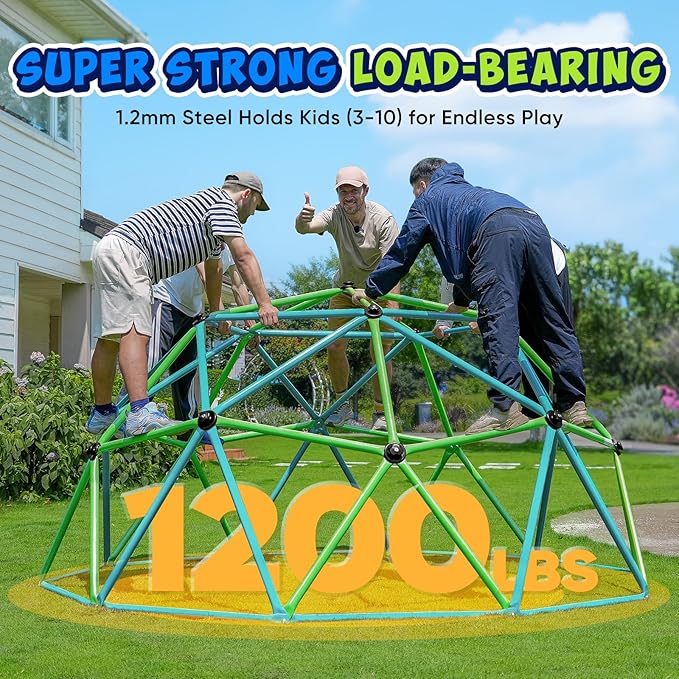 Zupapa10FT Climbing Dome with Hammock, Supports up to 1200lbs Kids Jungle Gym, 10FT Dome Climber with Hammock for Kids 3 to 10 Outdoor Play Equipment