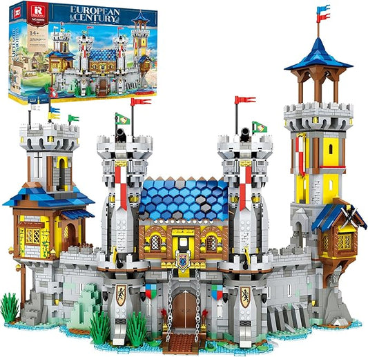 Medieval Castle Building Sets for Adults, Medieval Architecture Set with Light, Collectible Model or Home Office Decor, Street View House Building Kits 66006