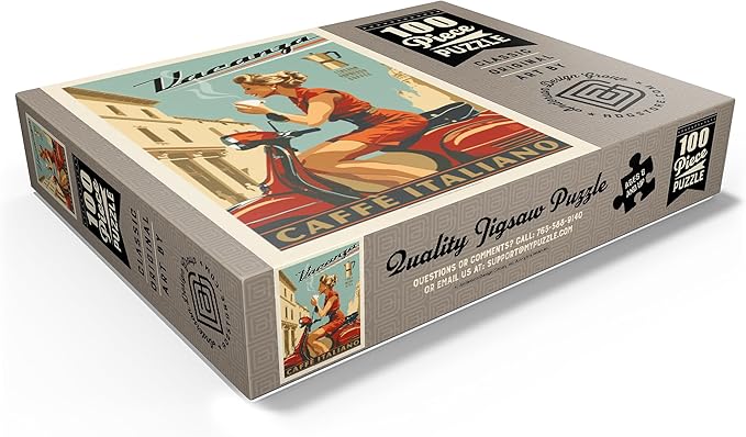MyPuzzle Vacanza Italiana Coffee, Vintage Poster - Premium 100 Piece Jigsaw Puzzle for Adults