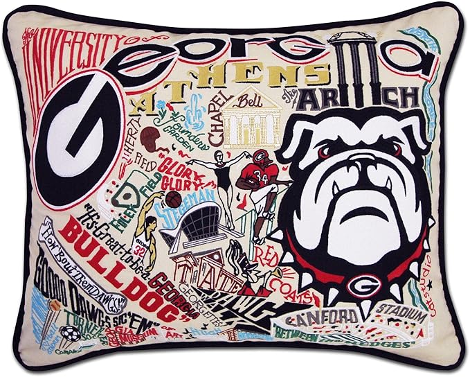 Catstudio Throw Pillow, University of Georgia Embroidered Pillow - Collegiate Decorative Pillows for UGA Fans for Graduation, Game Day, Alums and Parents