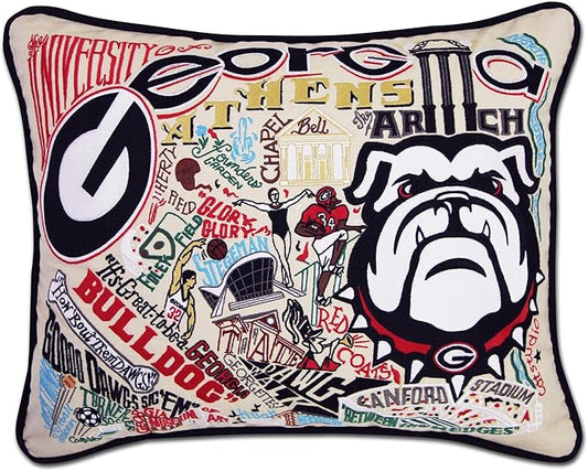 Catstudio Throw Pillow, University of Georgia Embroidered Pillow - Collegiate Decorative Pillows for UGA Fans for Graduation, Game Day, Alums and Parents
