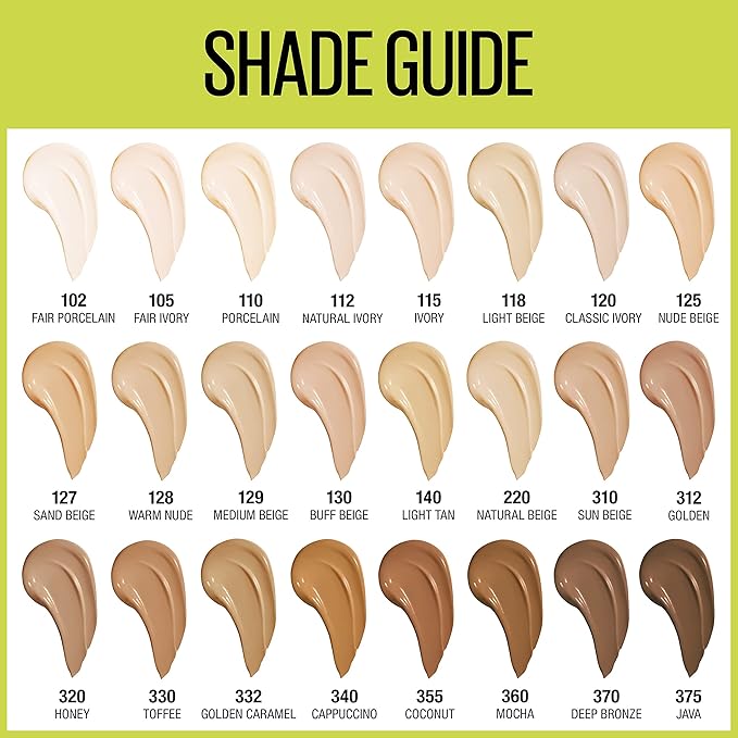 Maybelline Super Stay Full Coverage Liquid Foundation Active Wear Makeup, Up to 30Hr Wear, Transfer, Sweat & Water Resistant, Matte Finish, Buff Beige, 1 Count