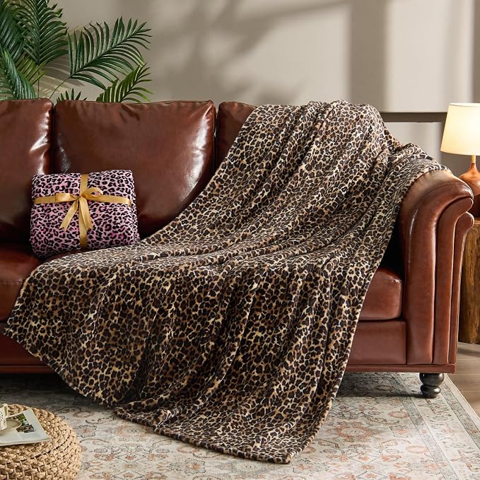 BEDELITE Fleece Blanket Soft Plush Throw for Couch Brown Leopard 50"x60" | Ultra Soft Fleece, Plush Microfiber, Lightweight Warmth, All Season Comfort, Cheetah Decor, Machine Washable, Couch Sofa Bed