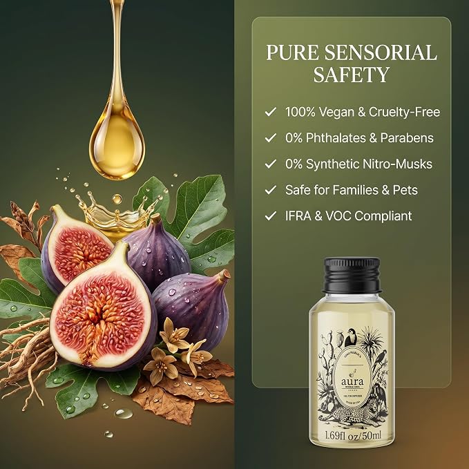 A U R A - Monaco Fragrance Oil for Waterless Scent Diffuser - Inspired by L.Labo-Noir | (1.7 fl oz, 50 ml) Pure Essential Oil Blends for Aromatherapy Diffuser & Hotel Collection Oil Diffuser