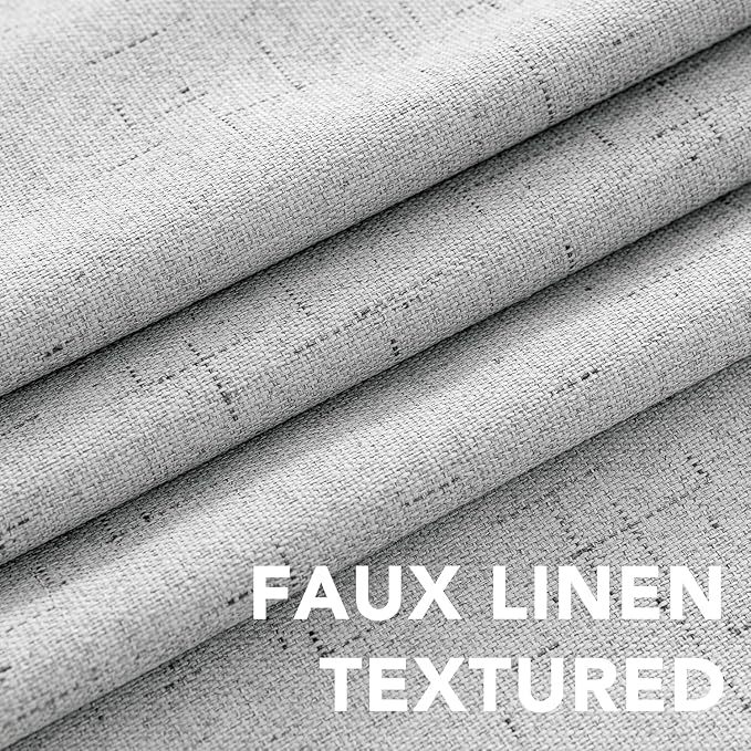 H.VERSAILTEX Linen Curtains 100% Blackout Curtains for Bedroom 102 inch Long Full Light Blocking Nature Linen Blended Window Curtains for Living Room Nickel Grommet (2 Panels, Glacier Gray)