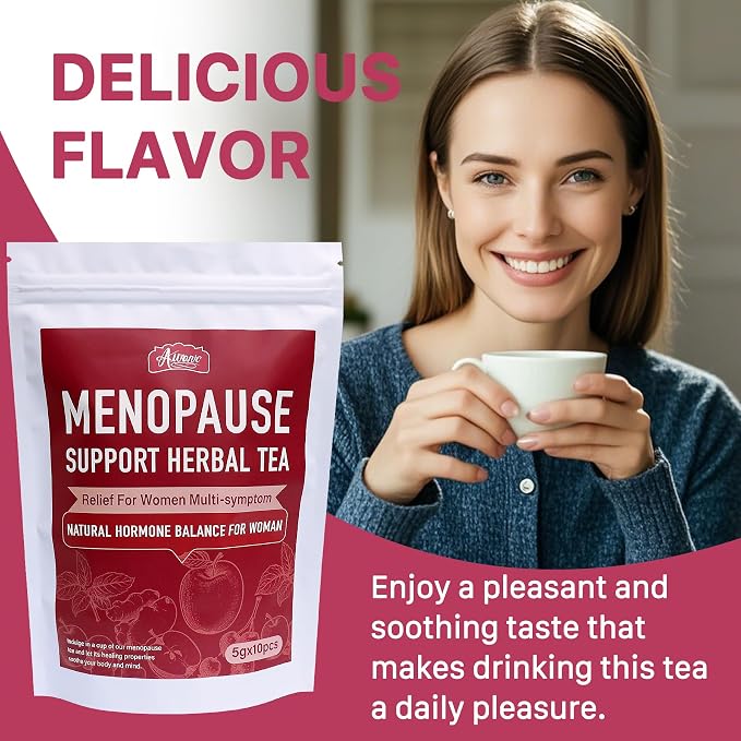 Auranic Menopause Support Herbal Tea - Natural Hormone Balance for Women, Relief for Women Multi-Symptom with Alleviates Hot Flashes, Night Sweats & Mood Swings, Menopause Comfort Teabags