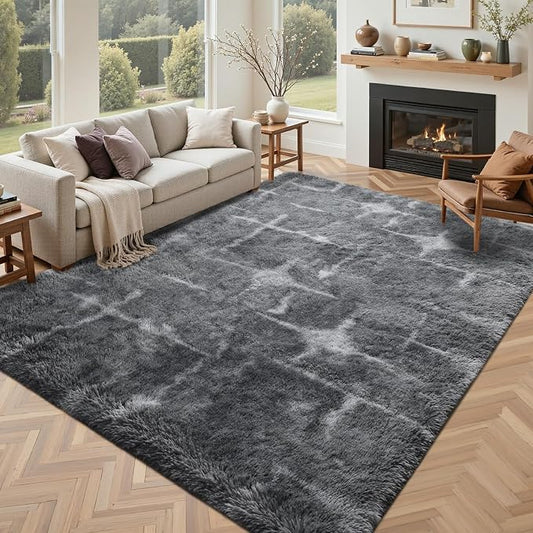 4x6 Feet Area Rugs for Bedroom,Grey Plush Fluffy Shaggy Living Room Rugs Non-Slip, Ultra Soft Carpet for Nursery Kids PlayRoom Dorm Office Indoor