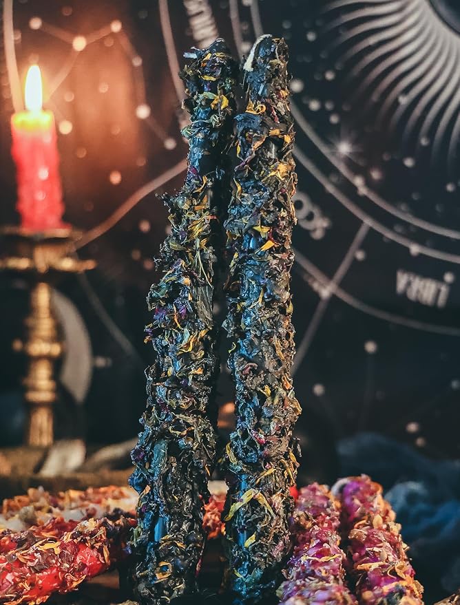 Spell Candle, Ritual Candles, Witch Candles, Altar Candles, Dressed with Altar Oil and Herbs, 8 Candle Set, Pray for Love, Protection, Wealth and Health