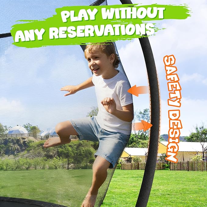 JELENS Trampoline 8FT 10FT 12FT 14FT 15FT 16FT, Recreational Trampolines with Enclosure Net, Outdoor Anti-Rust Trampolines for Kids and Adults, ASTM Approved