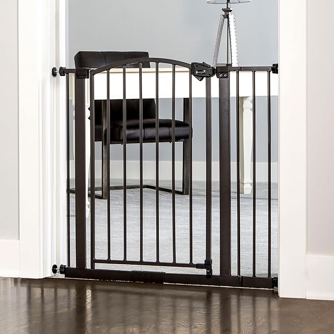 Regalo Safety 30-35” Extra Wide Baby Gate for Doorways & Bottom of Stairs, Pressure Mounted Walk-Through Gate for Babies, Toddlers & Pets, Bronze
