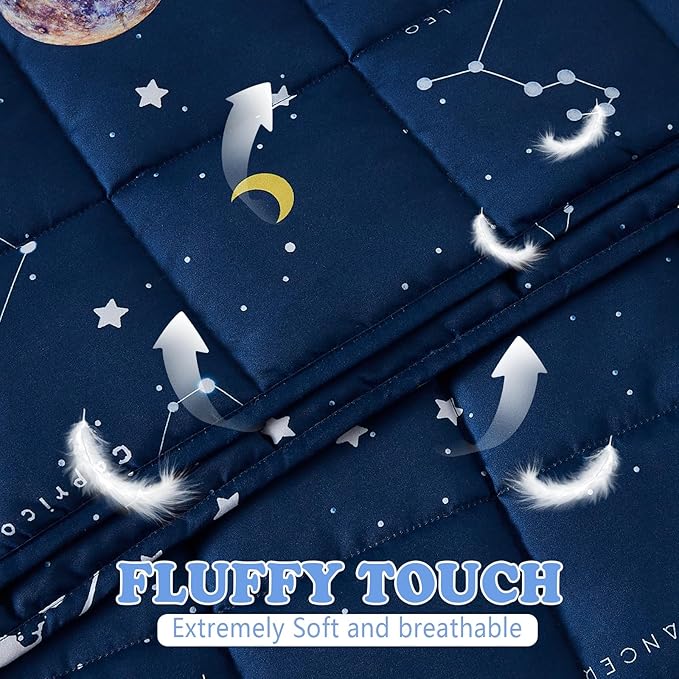 Weighted Blanket - 5 lbs Navy Starry Sky Heavy Blanket - Small Size Breathable Lap Blanket(36"x48", 5 lbs)