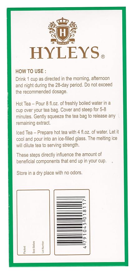 Hyleys Detox Tea for Cleanse – 28 Day Detox Kit with 84 Tea Bags – Garcinia Cambogia, Green Tea, Mint & Chamomile – Supports Weight Loss, Digestion & Sleep