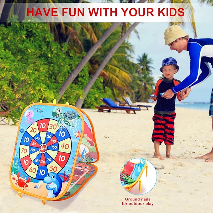 Vdealen Bean Bag Toss Game Toy for Kids 3 4 5 6 7 8 Year Old, Sports & Outdoor Toddler Toy Gift for Boys and Girls, 3 in 1 Cornhole Game for Children Ages 3 4 5 and Up