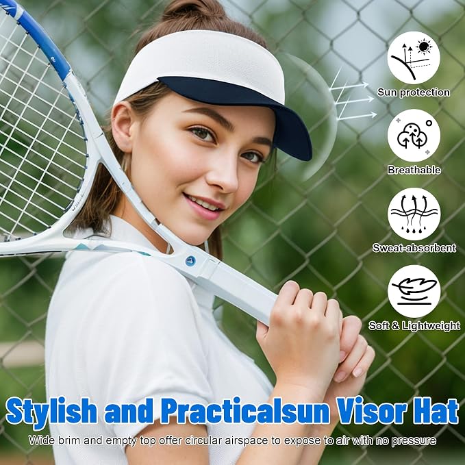 Sukeen Cooling Stretchy Sun Visor for Women Men UV Protection Cooling Hat | Lightweight quick-dry free size vizor with instant cooling, sports visor hat for golf, tennis, cycling, running, pickleball