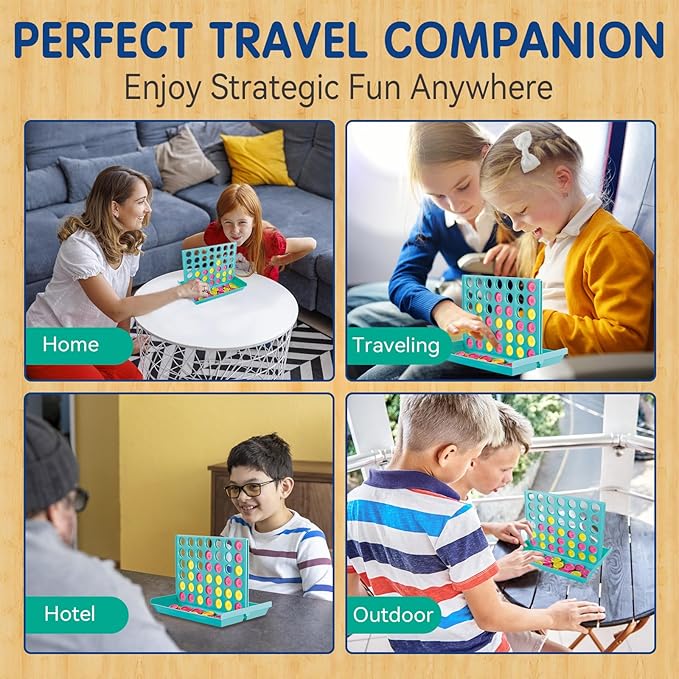 Pup Go Mini Pocket Sized 4 in a Row Board Game for Kids Ages 3+, Perfect Travel Sized Classic Games for Planes and Cars, Fun and Engaging Match Four Game for Children Ages 3 to 8 Years Old (Green)