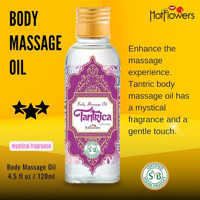 HOT FLOWERS Body Sensual Massage Oil Set for Moisturizer and Nourish The Skin – Women and Couples (Tantrica)