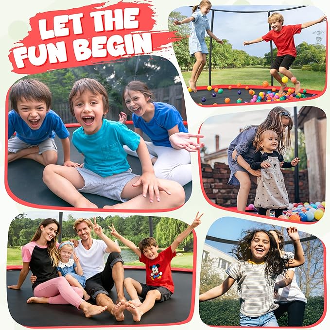 JELENS Trampoline 8FT 10FT 12FT 14FT 15FT 16FT, Recreational Trampolines with Enclosure Net, Outdoor Anti-Rust Trampolines for Kids and Adults, ASTM Approved