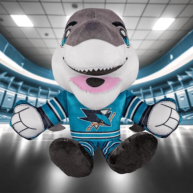 Bleacher Creatures San Jose Sharks SJ Sharkie 8" NHL Kuricha Mascot Sitting Plush - Soft Chibi Inspired Mascot