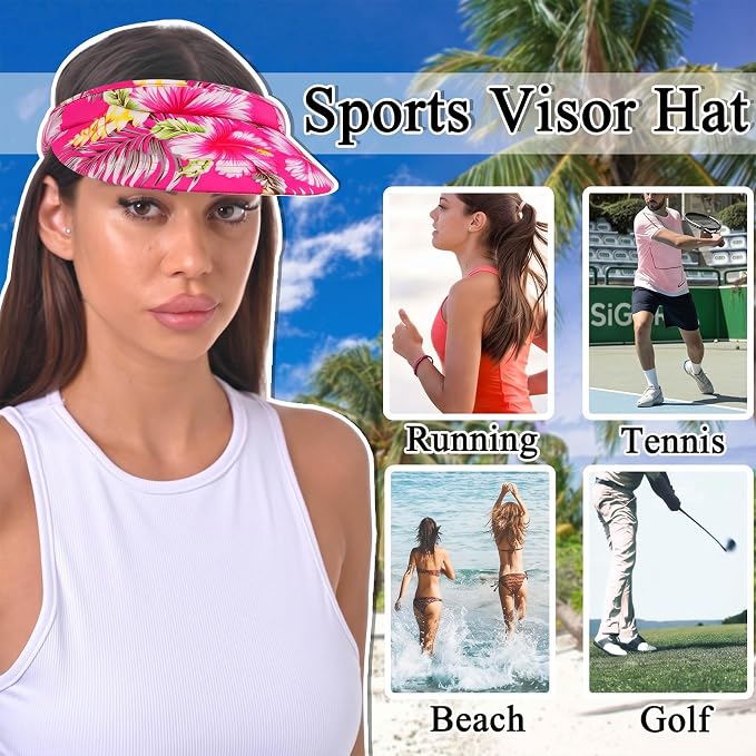 3 Pack Sports Sun Visor Hat Women Men Adjustable Clip On Visors Outdoor Golf Beach Cap
