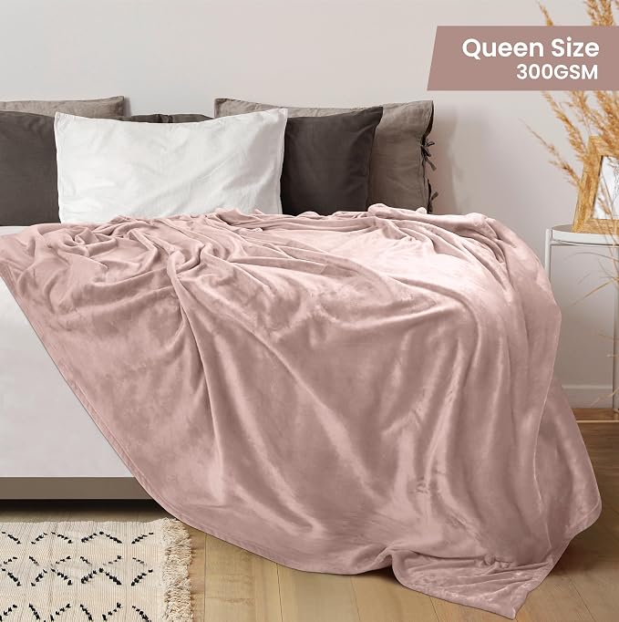 Utopia Bedding Soft Fleece Bed Blanket Queen Size Rose Pink (90x90 Inch) | Microfiber Plush Warm Lightweight Breathable Cozy Blanket Anti-Static, All Season Use, Gift for Women and Men