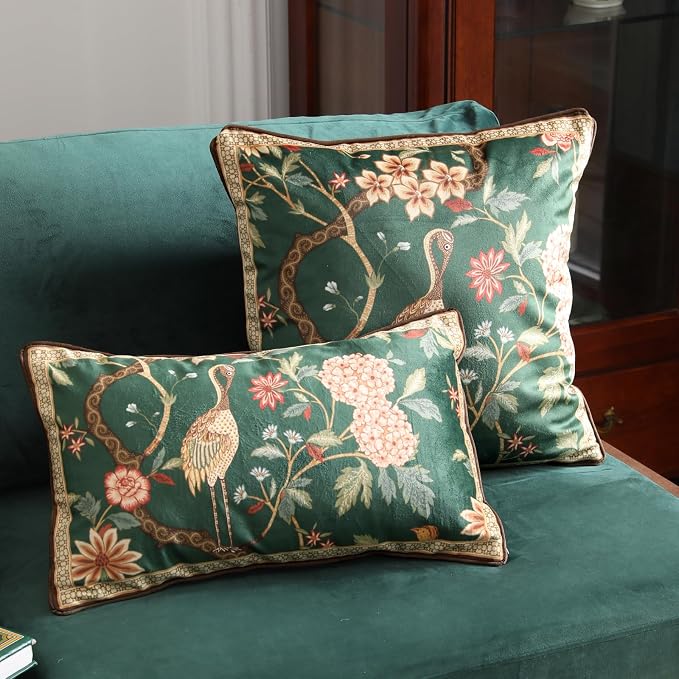 Designer Vintage Velvet Throw Pillow Cover,20"x12"-Mitchell | Pillow Cover,Concealed Zipper Design,Dragonfly Pattern,Sofas,Bedroom,Living Room,Lounge Chairs,All Season Home Decor
