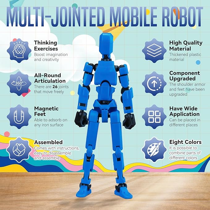 [Assembly Complete] Dummy 13 Action Figures with Magnetic Suction Function, Lucky Titan 13 Action Figures, Multi-Jointed Movable，with 3 Hand-Shapes, 5 Weapons (1Pcs - Red)