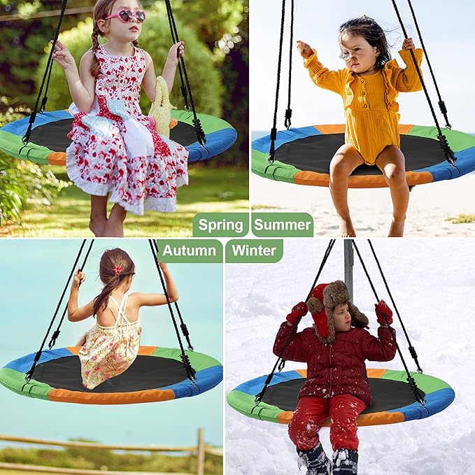 Tree Swings for Kids Outdoor, 40 Inch Diameter 600lb Weight & Adjustable Hanging Ropes Tree Swings, Great for Playground Swing, Backyard and Playroom(3 Colors)