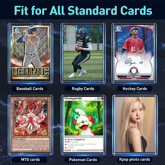 JohnBee Card Sleeves - 3"x4" Rigid Toploaders for Cards, Hard Plastic Card Protectors, Premium Trading Card Sleeves Fit for Sports Cards & All Standard Trading Cards (100HardSleeves+100SoftSleeves)