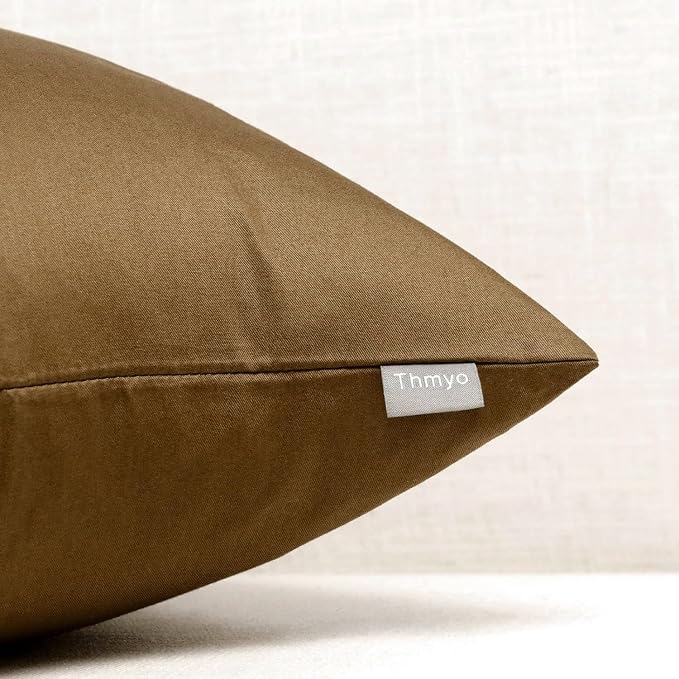 Thmyo 4-Pack 100% Cotton Lumbar Comfortable Solid Decorative Throw Pillow Case, Rectangle Cushion Cover Pillowcase, DIY Throw Pillowcase for Sofa Bed(12x20inch/30x50cm, Light Coffee)