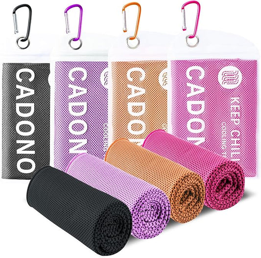 4 Pack Cooling Towel (40"x12"), Soft Breathable Chilly Towel, IceTowel, Microfiber Towels for Yoga, Sport, Running, Workout,Gym, Camping, Fitness, Workout & More Activities(Multicolor)