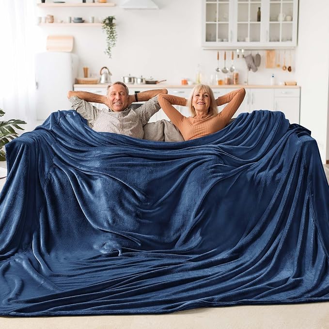 BEDELITE Fleece Blanket Soft Plush Oversized Bed Blanket Navy 120"x120" | Ultra Soft Plush Fleece, Lightweight Warmth, All Season Comfort, Fade Resistant, Machine Washable, Perfect for Sharing
