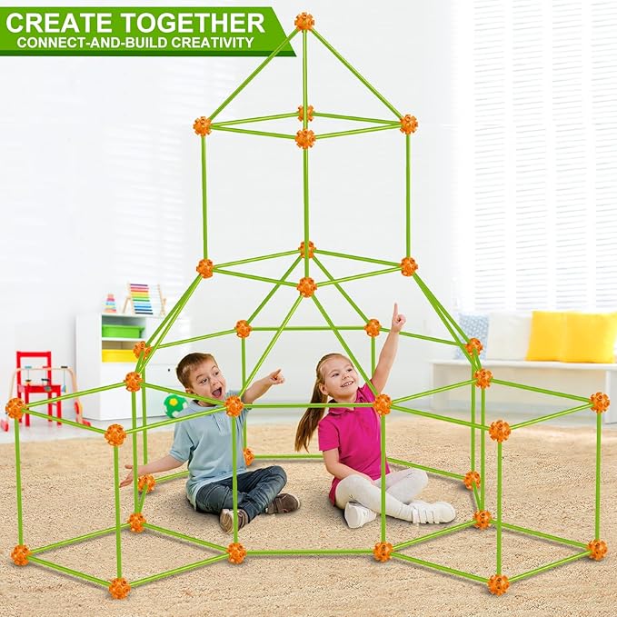 V-Opitos 180 Pack Fort Building Kits for Kids Age 4, 5, 6, 7, 8+ Years Old, Creative Building Toys for DIY Castles, Tunnels, Play Tent, Ideal Christmas, Birthday Gifts for Boys & Girls
