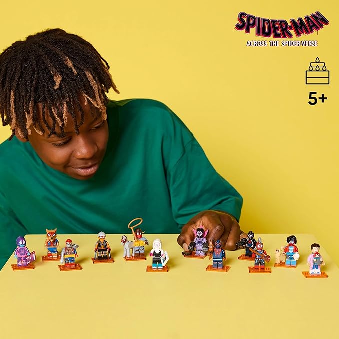 LEGO Minifigures Spider-Man: Across the Spider-Verse - Get 1 of 12 Collectible Toys with Accessories - Gift for 5+ Year Old Boys & Girls - Mystery Box - 71050