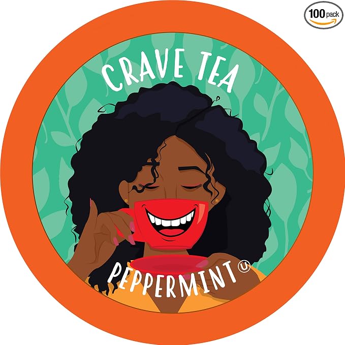 Crave Beverages Tea Pods, Peppermint for Keurig K Cup Brewers, 100 Count