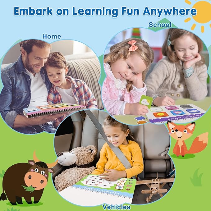 Ayyomo Spanish & English Busy Books for Toddlers, Bilingual Preschool Activity Book for 3 4 5 Year Old, Kids Easter Basket Stuffers, Interactive Educational Learning Activities Birthday Gifts
