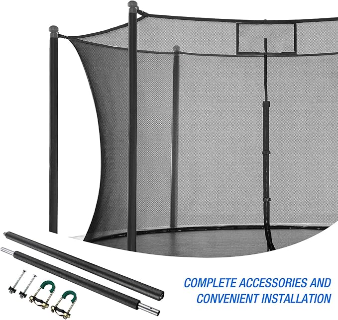 2PCS Trampoline Poles Replacement, 1mm Thick, Fits 1.65'' / 4.2CM Inner Diameter for 10-16FT Jumpzylla Trampolines, Complete Kit with Protective Foam Sleeves & Mounting Hardware