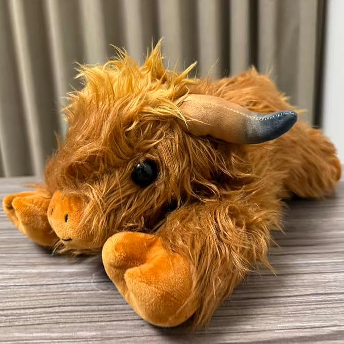 XYG 5lbs Highland Cow Weighted Stuffed Animals, 22inch Giant Highland Cow Gift Plushie Toy, Adorable Stuffed Animal for Adults Kids Highland Cattle Plush Pillow Decor