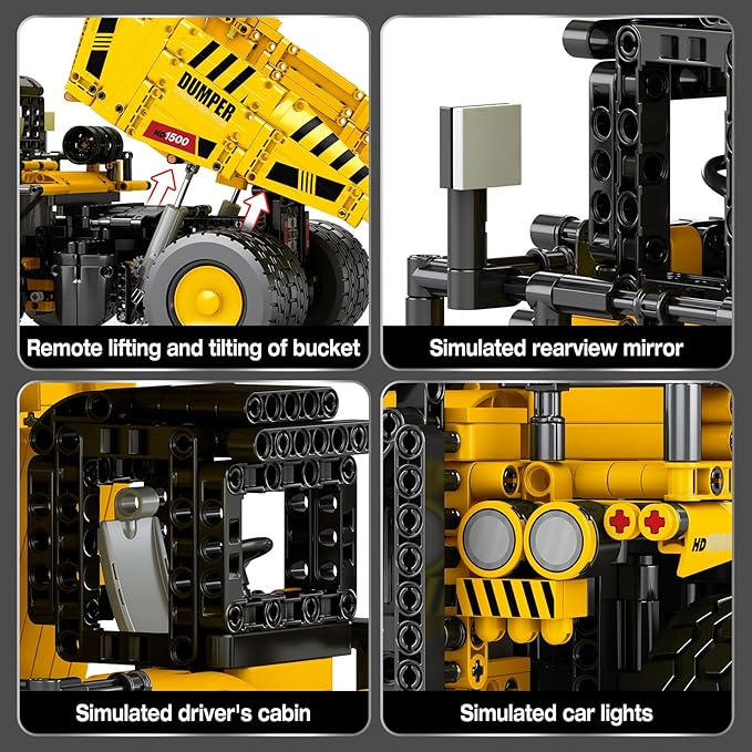 Building Set for Adults with Control Remote STEM Gifts for Teens Age 14 and up, Mining Dump Truck Collectible Model for Birthday, Heavy-Duty Construction Vehicle Building Toys Kit 22025